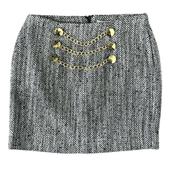 BCBG wool tweed embellished mini skirt 0 - Picture 3 of 14